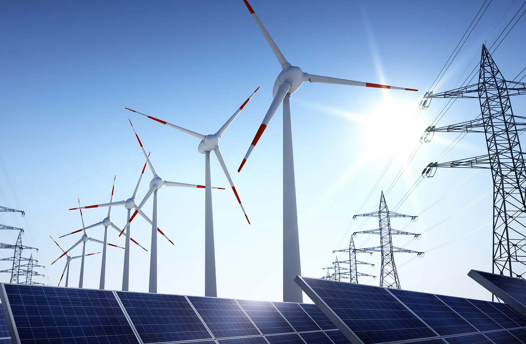 Abbildung Windkraft- und Photovoltaikanlagen zum Topthema Energietechnik auf essociation